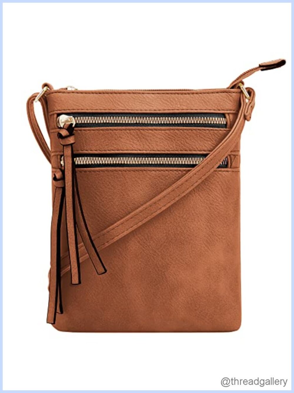 PU Leather Crossbody Purse Multi Pocket Zipper Shoulder Bag Adjustable Strap
